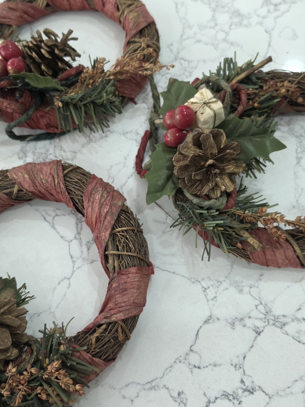 Festive Pinecone & Berry Holiday Mini Wreaths (SET OF 3)